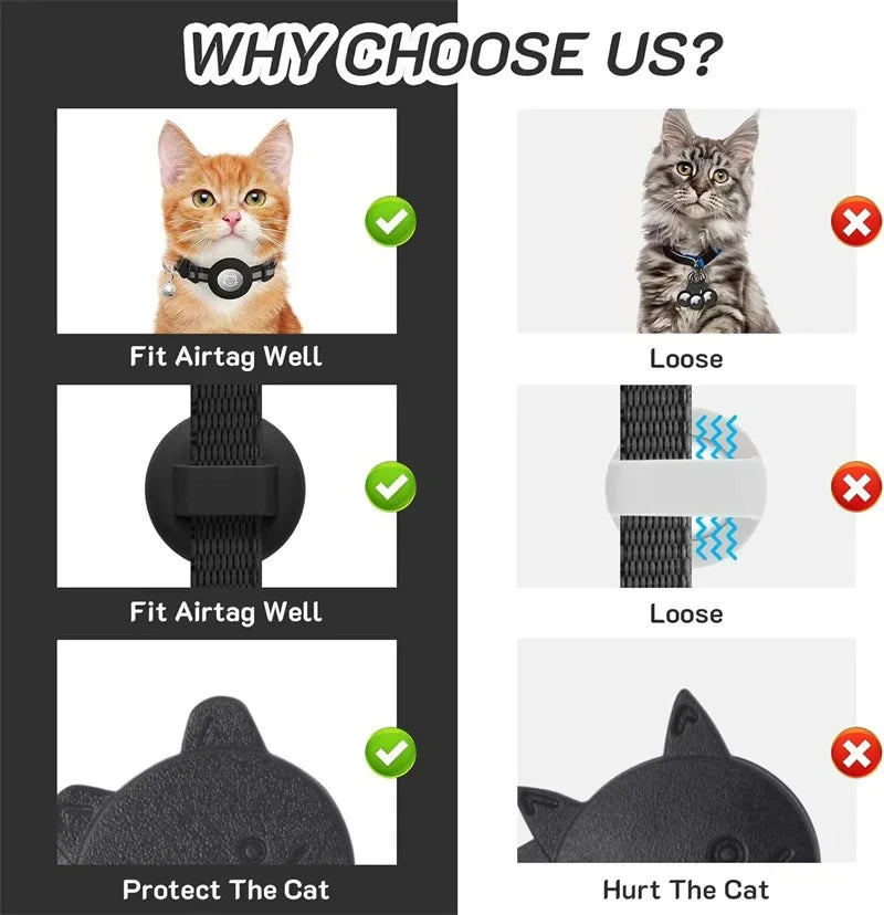 Reflective AirTag Cat Collar | Breakaway Safety Collar with Bell