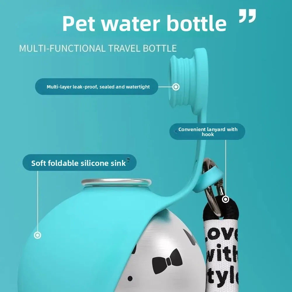 Portable Dog Water Bottle with Bowl | Leak-Proof Travel Bottle for Pets