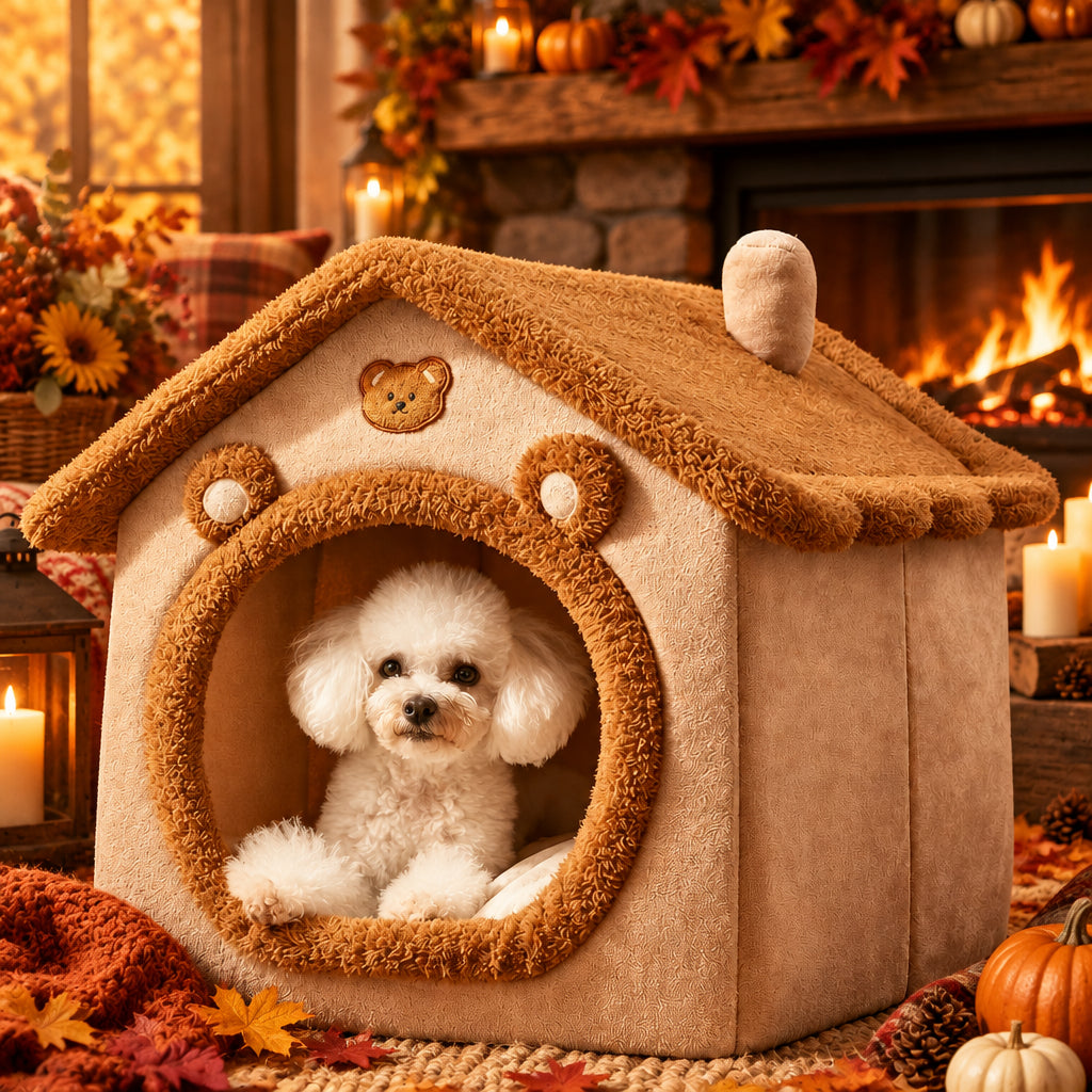 Cosy Pet House Bed for Cats & Small Dogs | Soft Washable Fleece - Pet Mode 