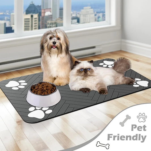 Absorbent Pet Feeding Mat | Waterproof Non-Slip Food & Water Bowl Mat - Pet Mode 