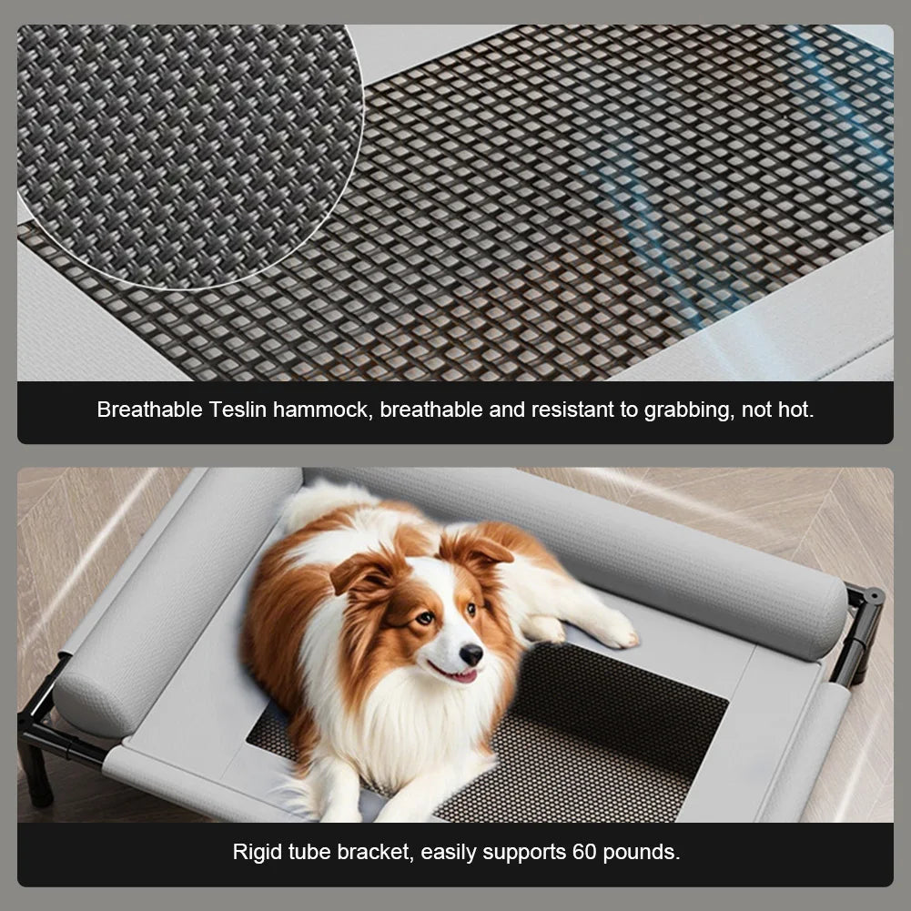 Elevated Cooling Dog Bed | Breathable Mesh Pet Cot with Washable Bolsters - Pet Mode 