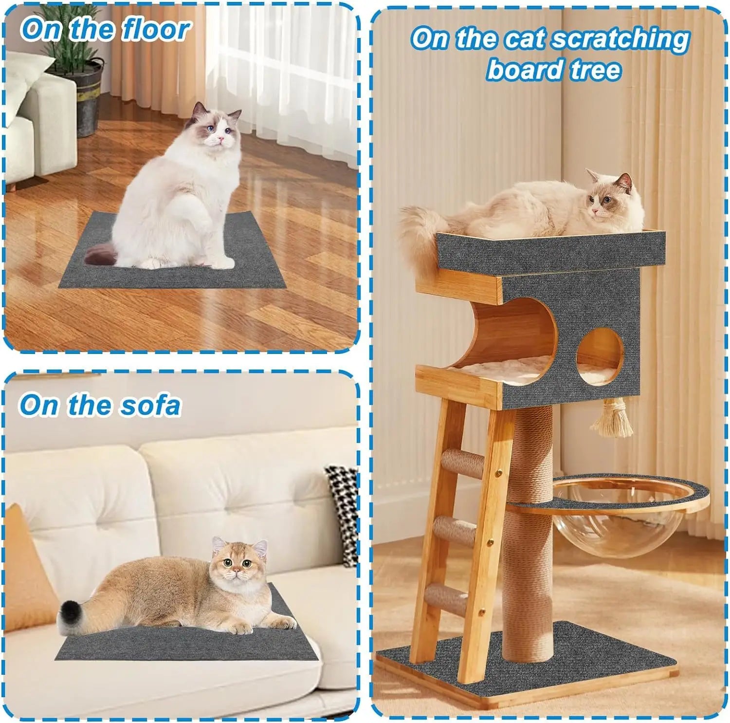 Self-Adhesive Cat Scratching Carpet | Trim-to-Fit Scratch Pad for Cat Trees & Furniture - Pet Mode 
