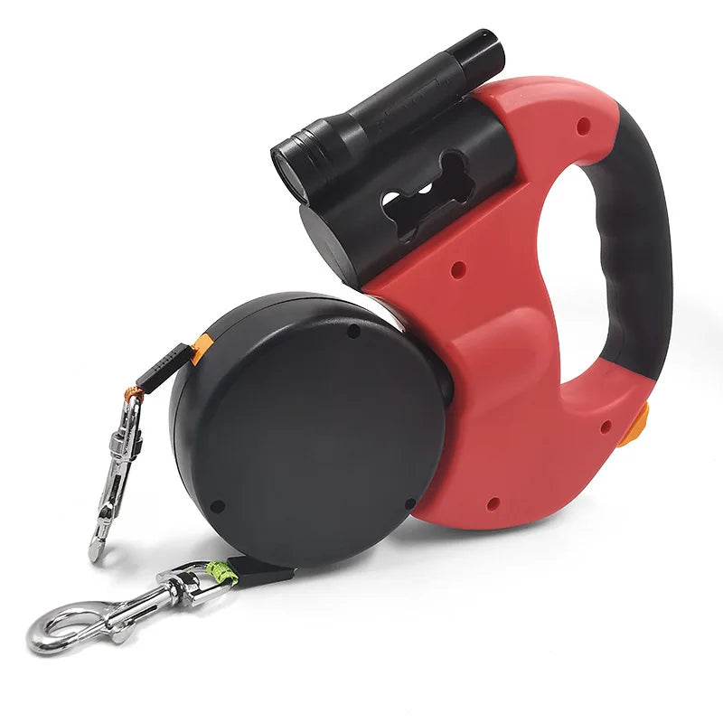 Premium Retractable Double Dog Leash | No-Tangle Dual Lead with LED Light