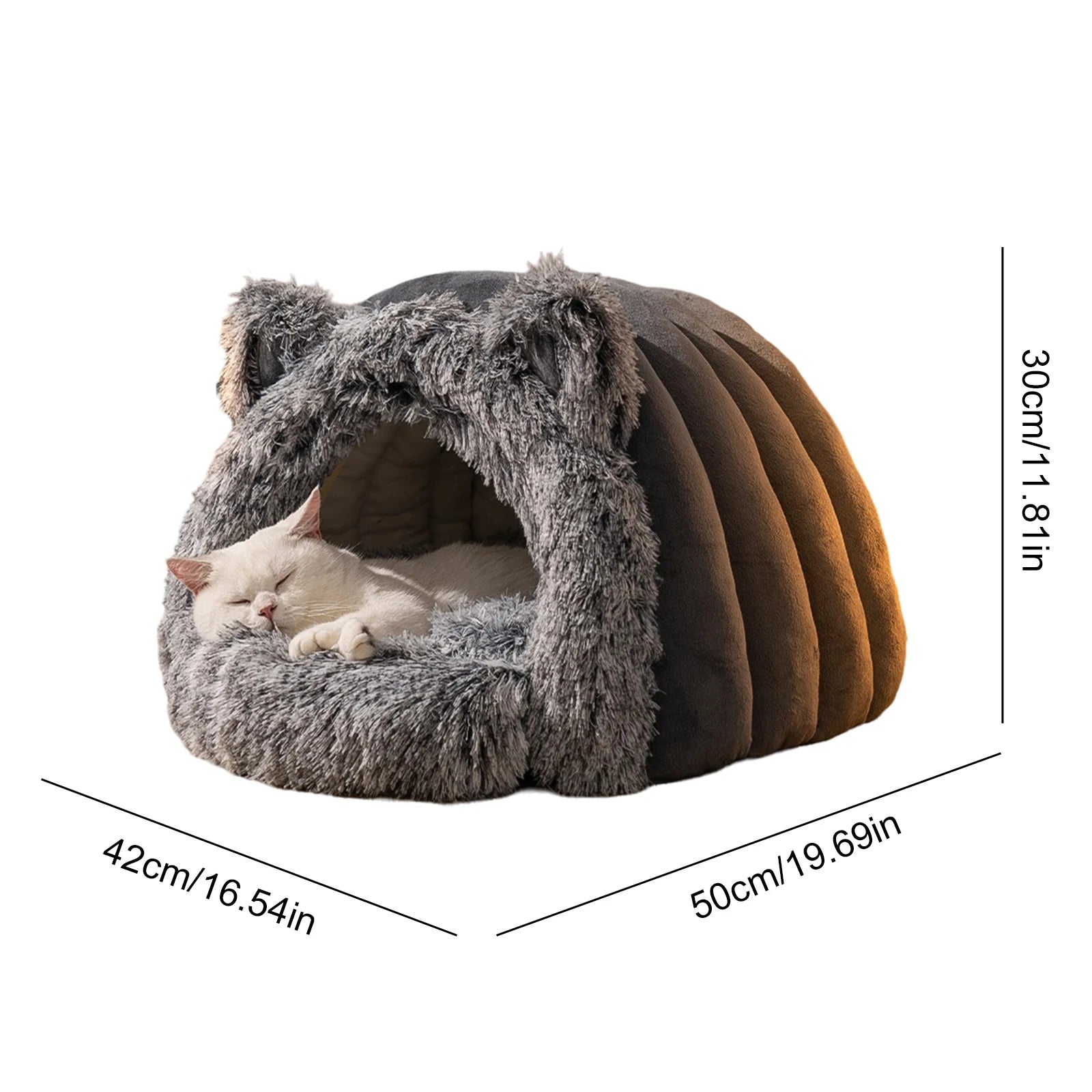 COZY Soft Plush Hooded Cat Bed