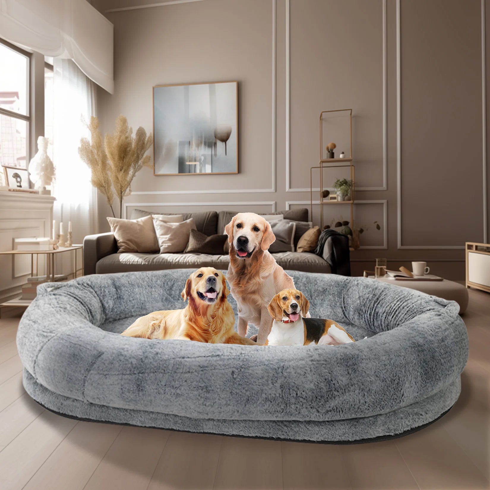 Human-Sized Dog Bed with Blanket – Extra Large Orthopedic Pet Sofa Bed for Dogs & Pet Lovers