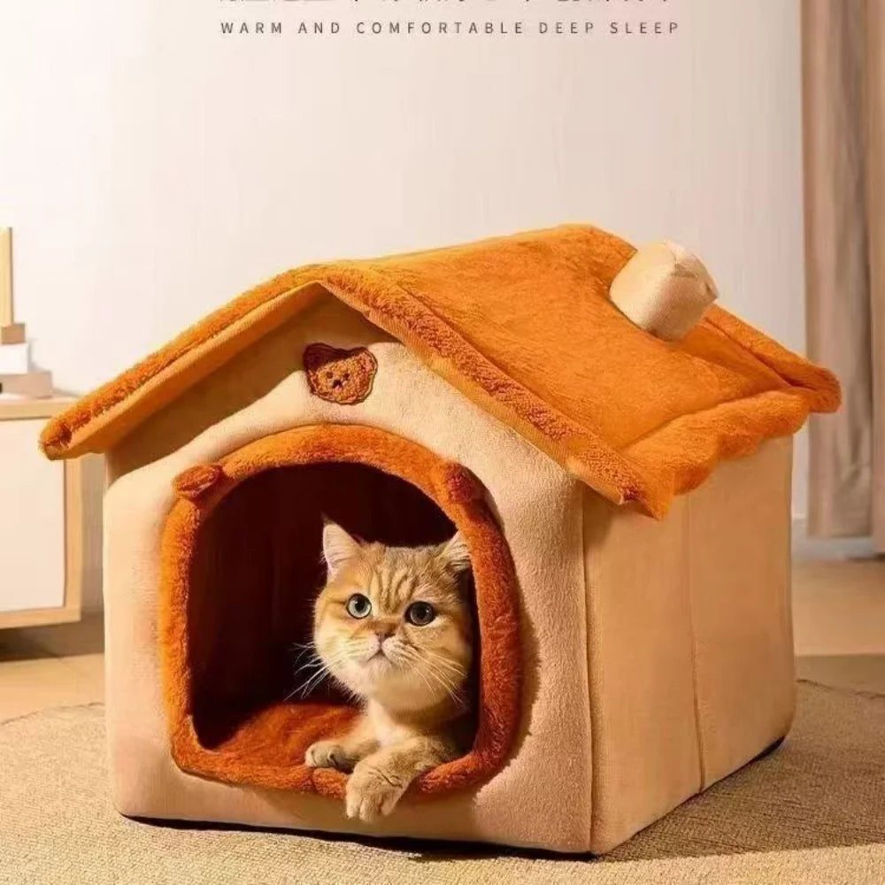 Cosy Pet House Bed for Cats & Small Dogs | Soft Washable Fleece - Pet Mode 