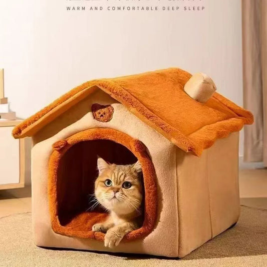 Cosy Pet House Bed for Cats & Small Dogs | Soft Washable Fleece - Pet Mode 