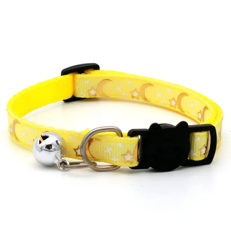Glow in the Dark Pet Collar with Bell | Stars & Moon Design