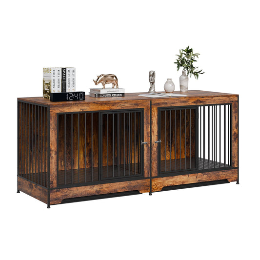 75" Double Dog Crate Furniture - Pet Mode 