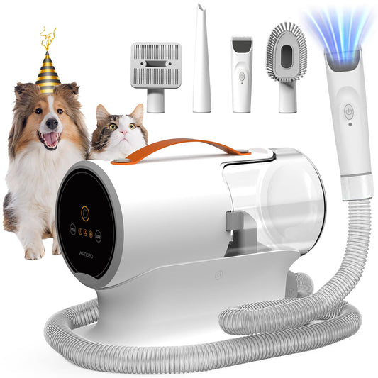 AIRROBO Dog Grooming Vacuum Kit – 12000Pa Suction, Quiet Grooming Vacuum, 2L Dust Cup, 5-in-1 Kit - Pet Mode 