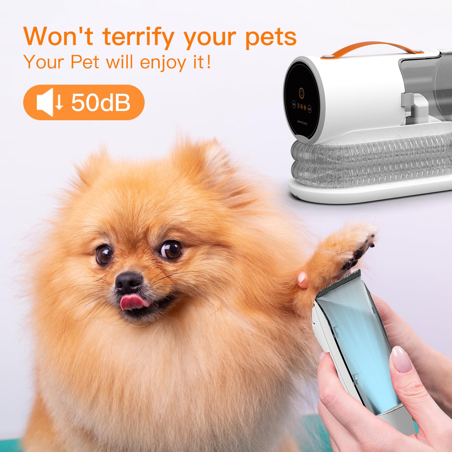 AIRROBO Dog Grooming Vacuum Kit – 12000Pa Suction, Quiet Grooming Vacuum, 2L Dust Cup, 5-in-1 Kit - Pet Mode 