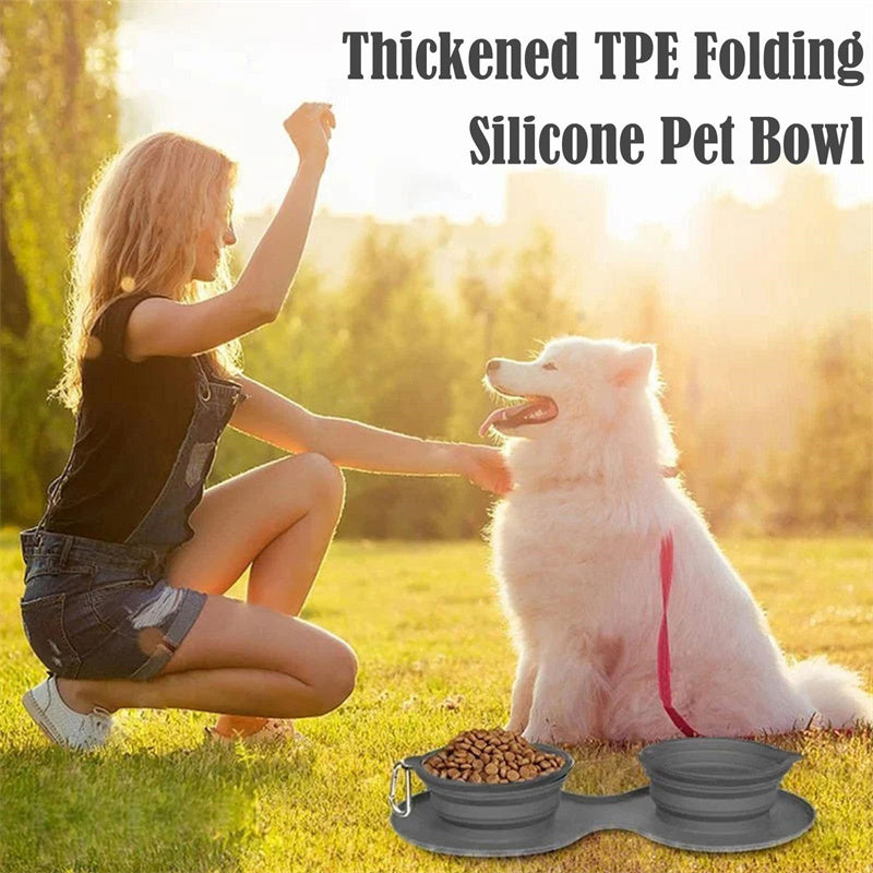 Rubber Foldable Double Pet Feeding Bowl - Pet Mode 