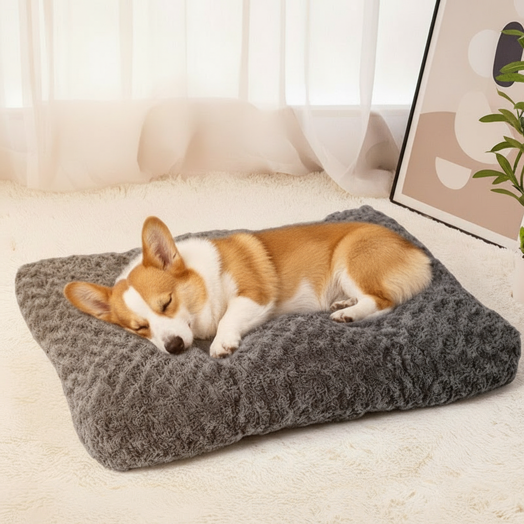 Embossed Velvet Thick Square Pet Mat