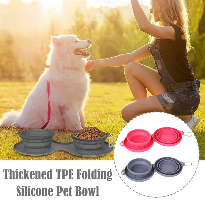 Rubber Foldable Double Pet Feeding Bowl - Pet Mode 