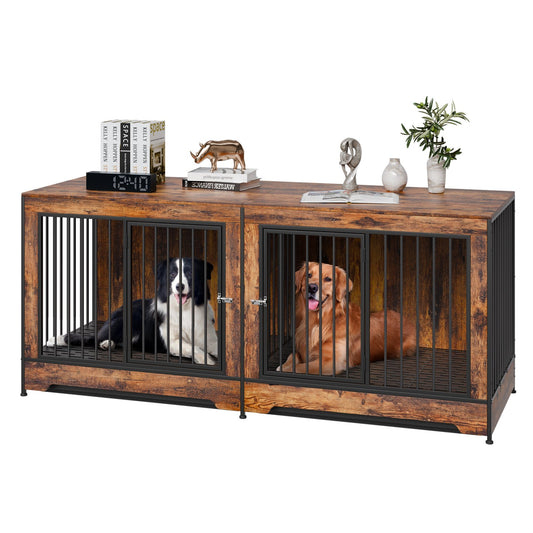 75" Double Dog Crate Furniture - Pet Mode 