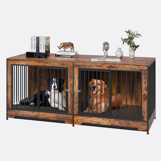 75" Double Dog Crate Furniture - Pet Mode 