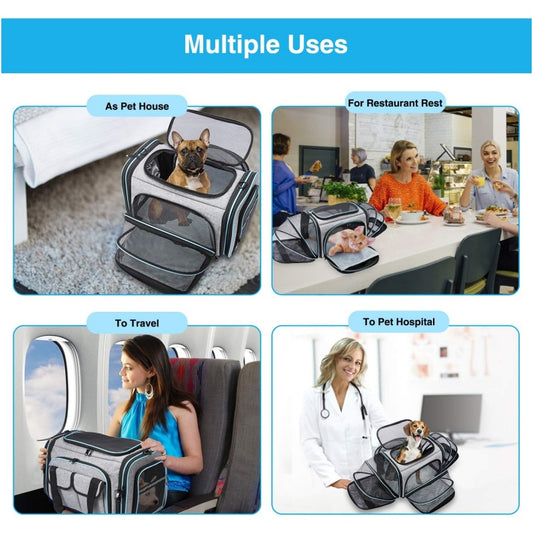 Expandable Pet Carrier Bag | Foldable Travel Carrier for Cats & Small Dogs - Pet Mode 